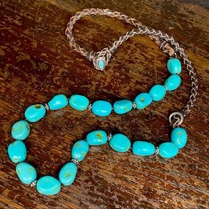 Vintage Boho Turquoise Bead & Braided Rope Necklace